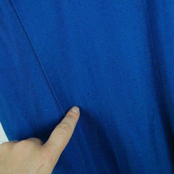 Vintage 3 4 Prom Dress 90s Y2K Blue Green Iridiscent Shiny Metallic Column Maxi - Picture 4 of 11